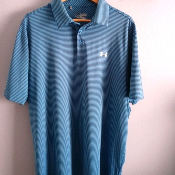Under Armour Mens  Shirt  2XL plaid blue and gray Golf Short Sleeve Good Cond. - Picture 1 of 8